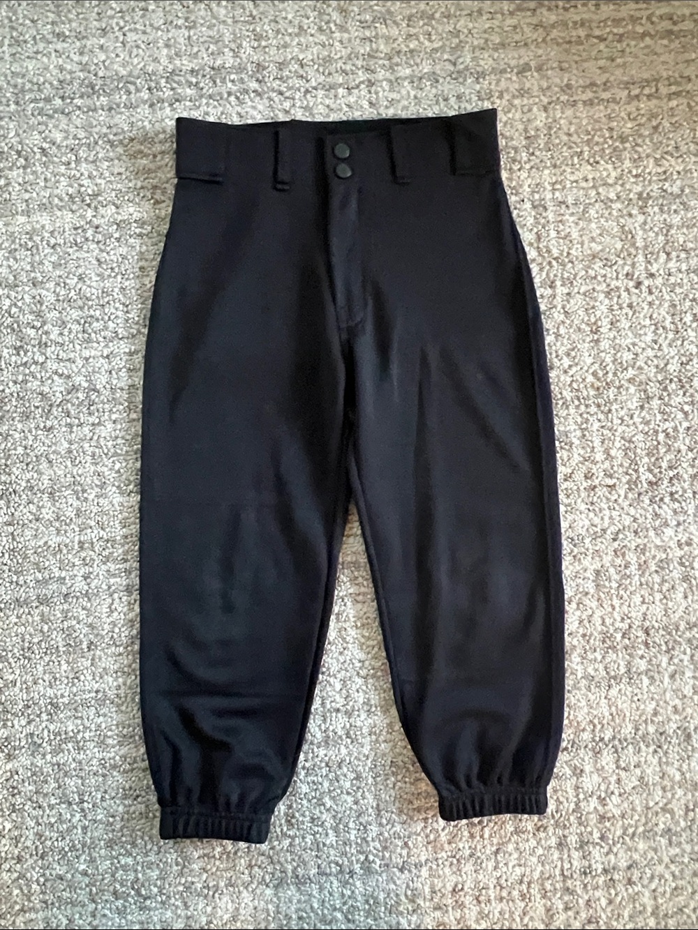 Kids Black Baseball Pants with Elastic Cuffs